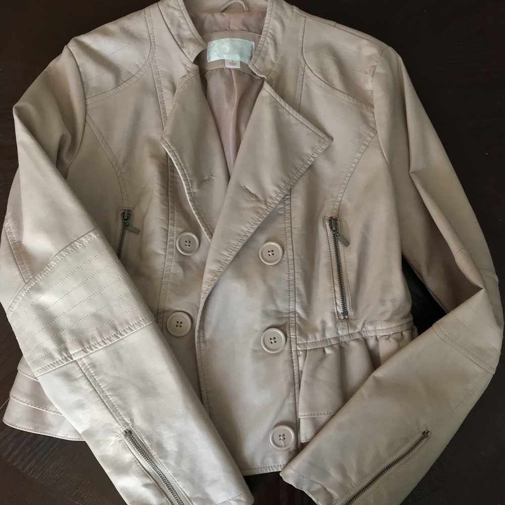 tan leather jacket